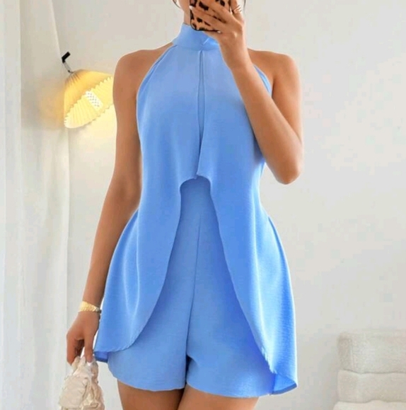 Stand Collar Backless Sexy Asymmetrical Romper For Women - Picture 1 of 4
